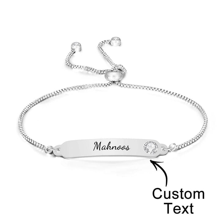 Custom Engraved Bracelet Name Bracelet Simple Rhinestones Gifts