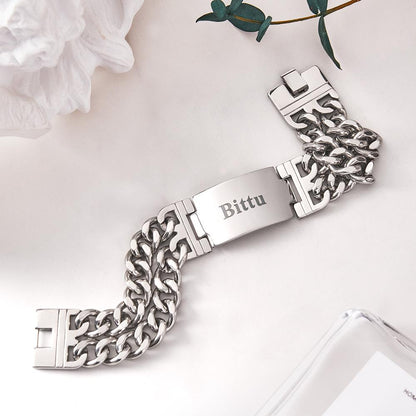 Personalized Name Wide Bracelet Engraved Fashion Bracelet Gifts For Him