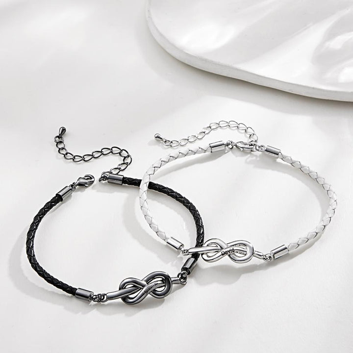 Engraved Roped Couple Bracelet Personalized Braided Bracelet Valentine's Day Gifts