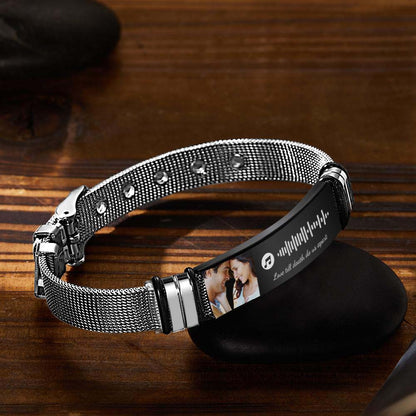 Gift for Him Photo Bracelet Music Code Bracelet Metal Bracelet Scannble Music Gift