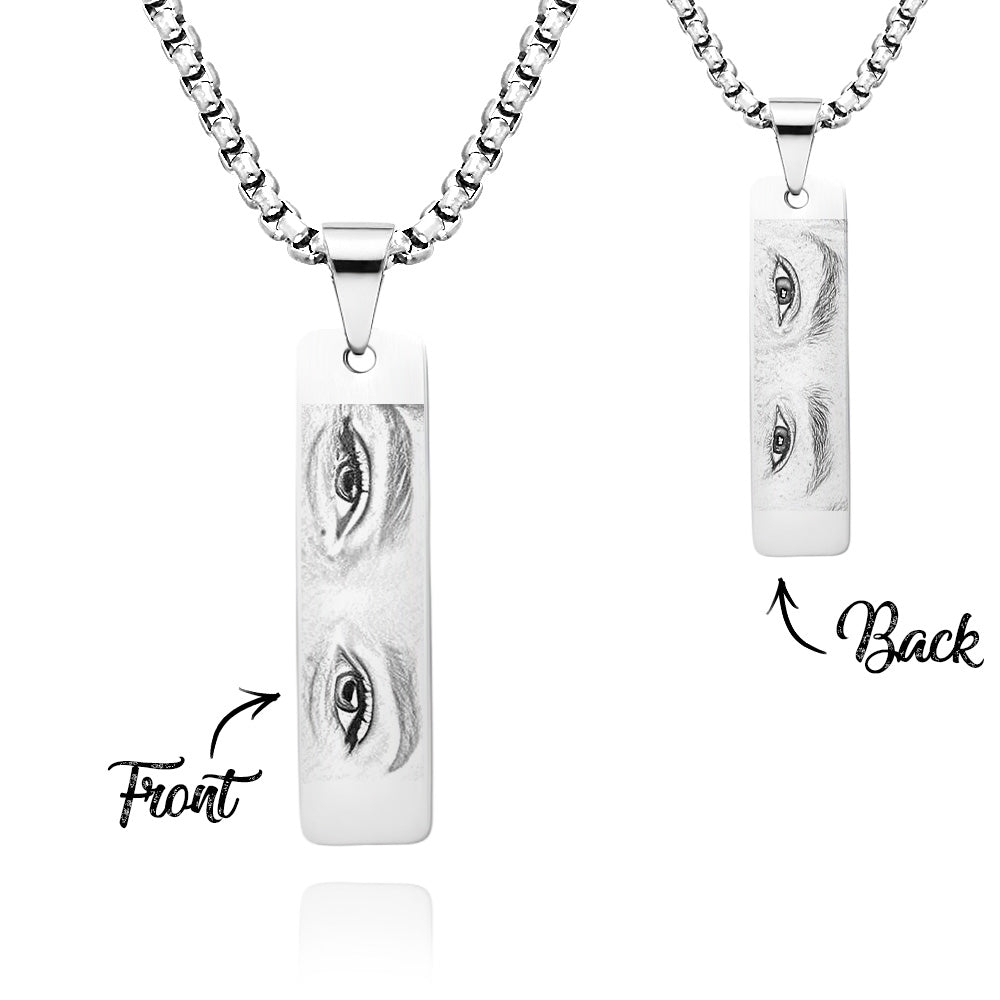 Custom Eyes Photo Necklace Double Sided Personalization Photo Eye Necklace You and Him/Her