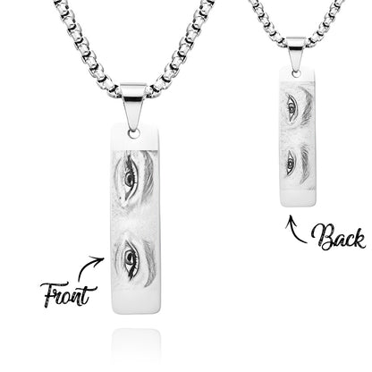 Custom Eyes Photo Necklace Double Sided Personalization Photo Eye Necklace You and Him/Her