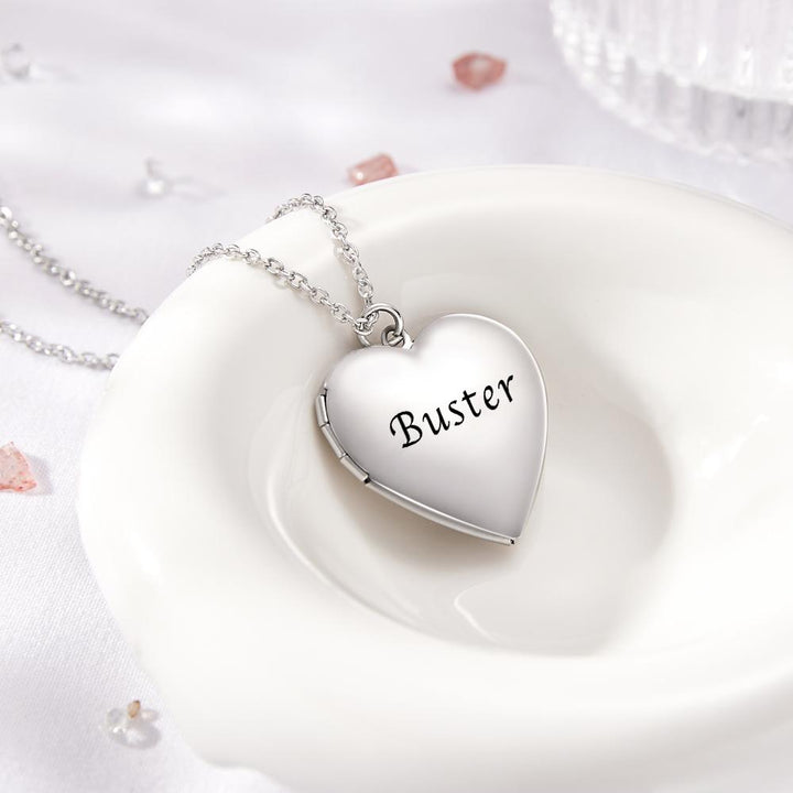 Custom Photo Engraved Necklace Heart-shaped Locket Necklace Creative Gift