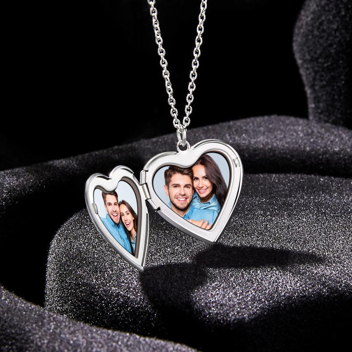 Custom Photo Engraved Necklace Heart-shaped Locket Necklace Creative Gift