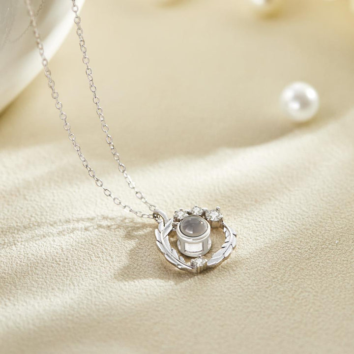 Custom Wreath Jewelry Photo Projection Necklace 925 Sterling Silver