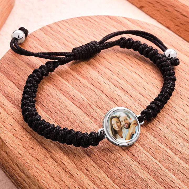 Custom Photo Woven Bracelet Personalized Photo Charm Bracelet For Him