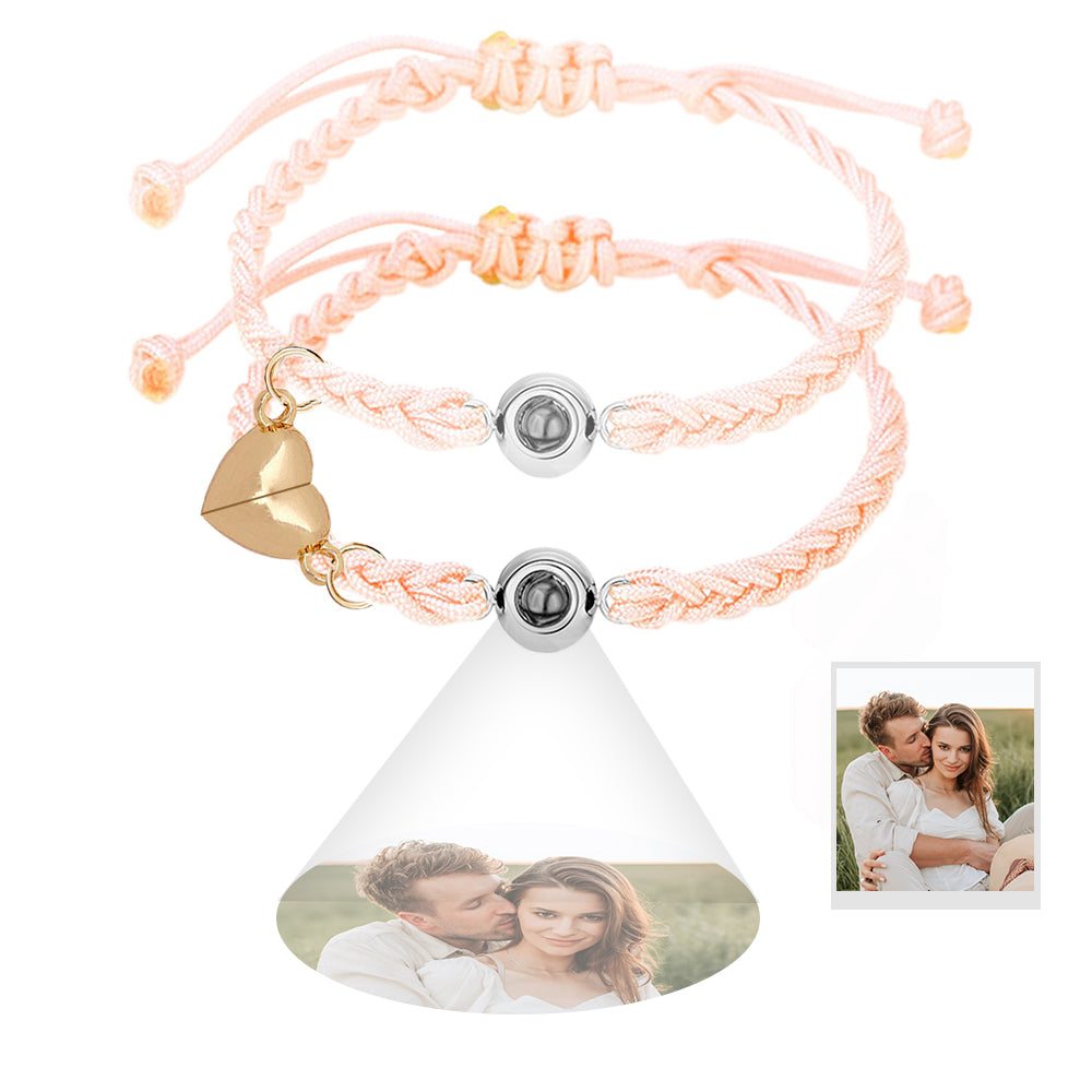 Custom Projection Bracelet Magnetic Heart Couple Bracelets