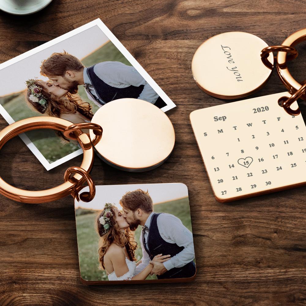 Custom Photo Keychain Engraved Calendar Keychain Gifts