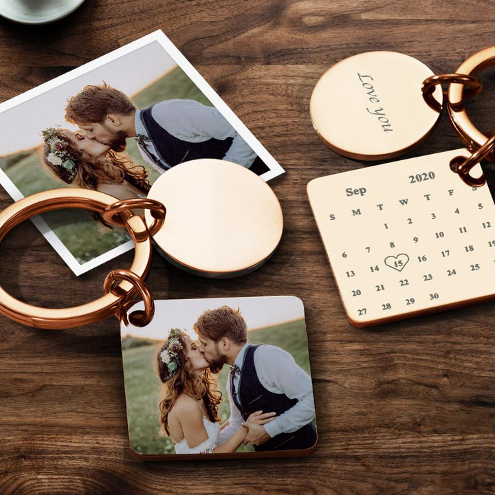 Custom Photo Keychain Engraved Calendar Keychain Gifts
