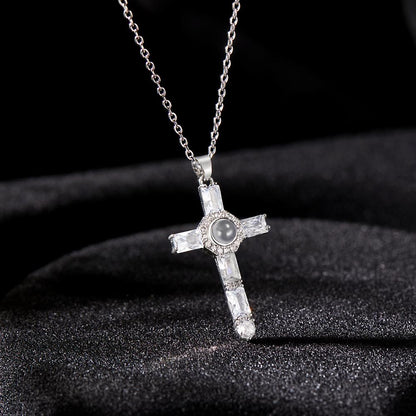 Custom Photo Projection Necklace Cross Commemorative Gifts