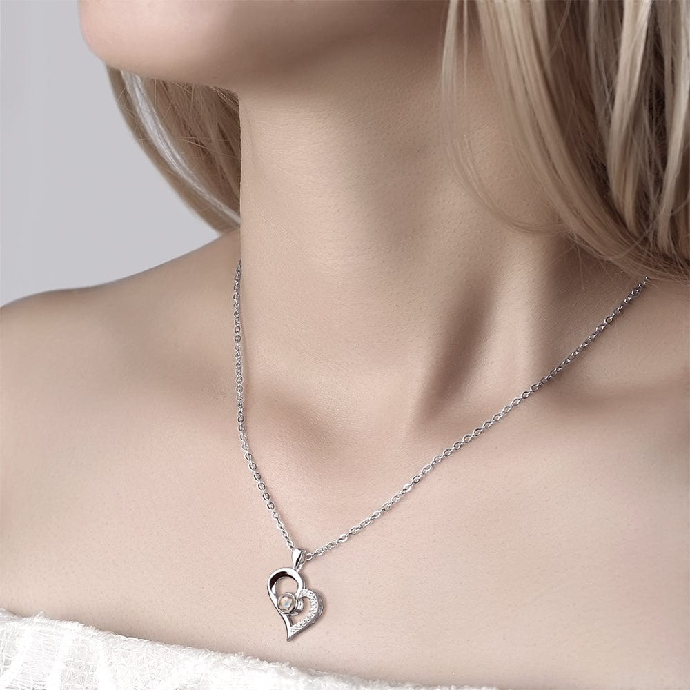 Photo Projection Necklace With Eternal Flower Jewelry Box Gifts for Mum - 2 Colors