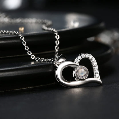 Photo Projection Necklace With Eternal Flower Jewelry Box Gifts for Mum - 2 Colors