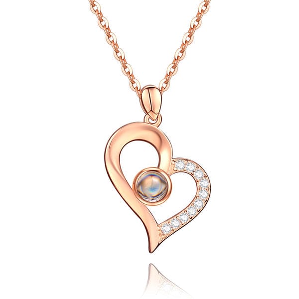 Photo Projection Necklace With Eternal Flower Jewelry Box Gifts for Mum - 2 Colors