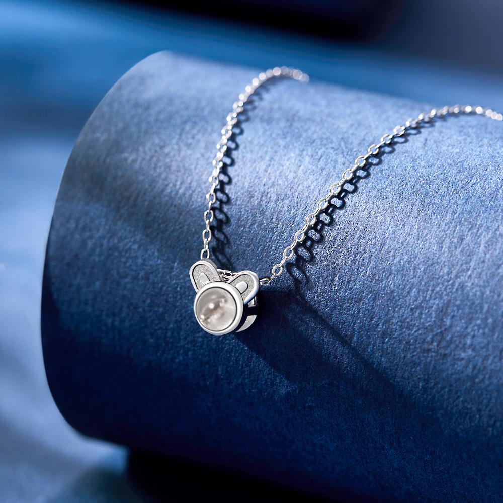 Custom Projection Photo Necklace Cute Mouse Funny Gifts