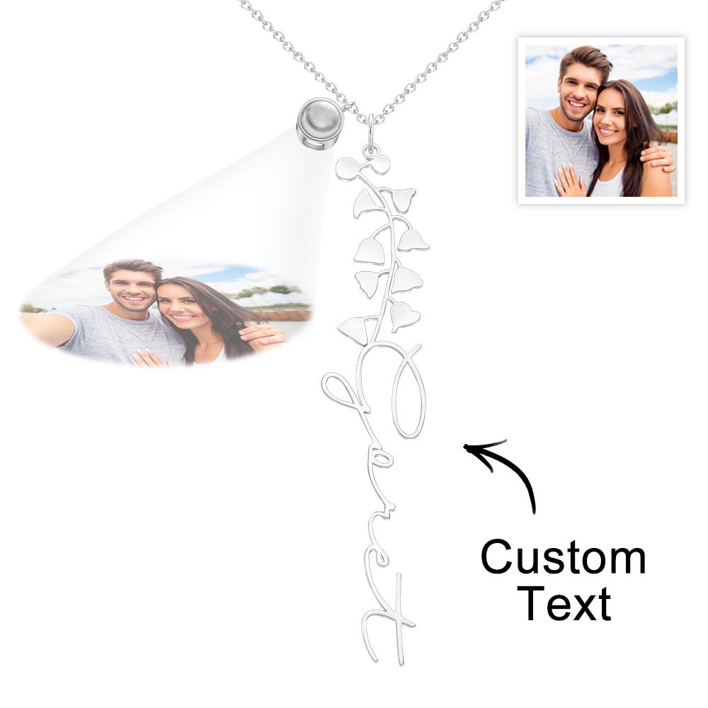 Custom Birth Flower Photo Projection Name Necklace Creative Gift for Women