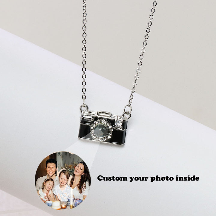 Personalized Photo Necklace Projection Gem Black Camera Necklace Anniversary Gifts for Her