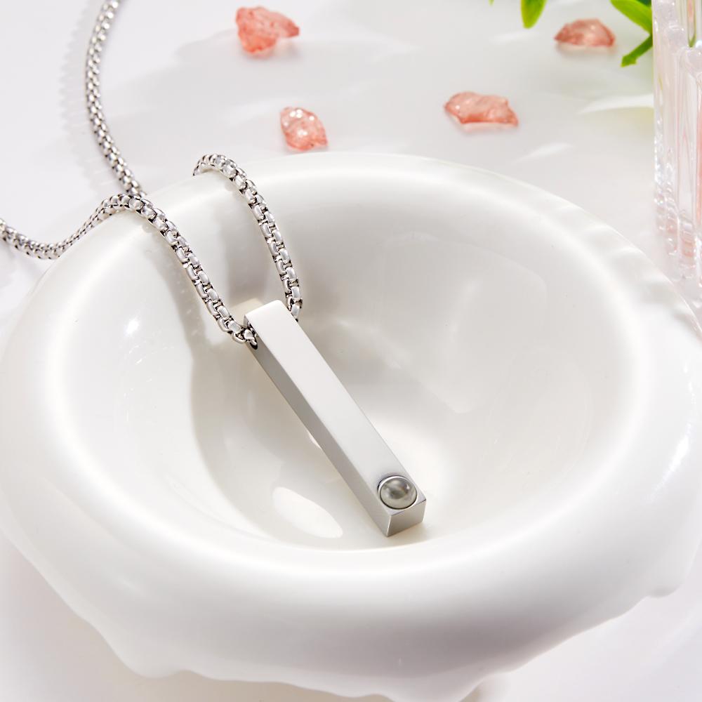 Photo Projection 3D Bar Necklace Vertical Bar Necklace Gifts For Father