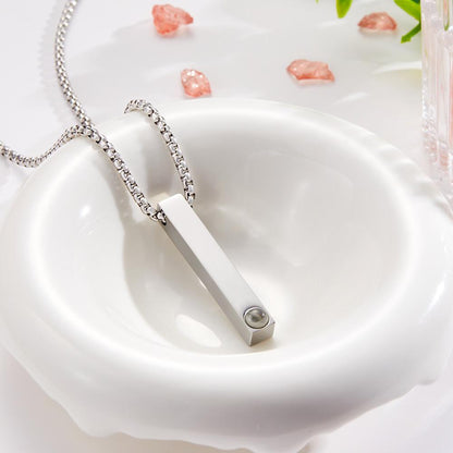 Photo Projection 3D Bar Necklace Vertical Bar Necklace Gifts For Father