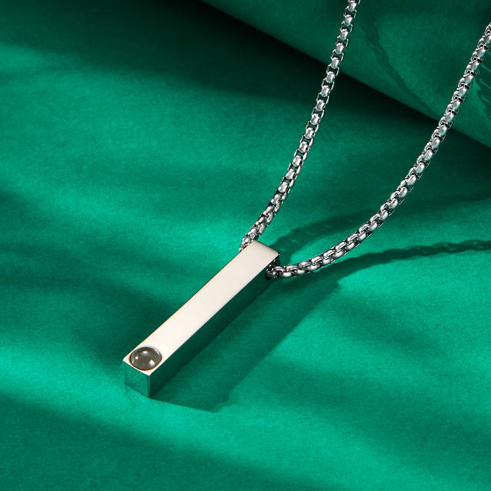 Photo Projection 3D Bar Necklace Vertical Bar Necklace Gifts For Father