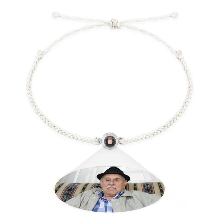 Personalized Photo Projection Couple Bracelet Braided Black Rope Bracelet Gift for Parents and Grandparents