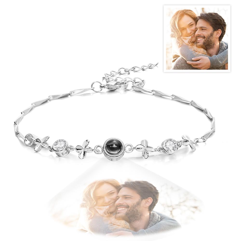 Custom Photo Projection Bracelet Four-leaf Clover Projection Bracelet Gift for Women