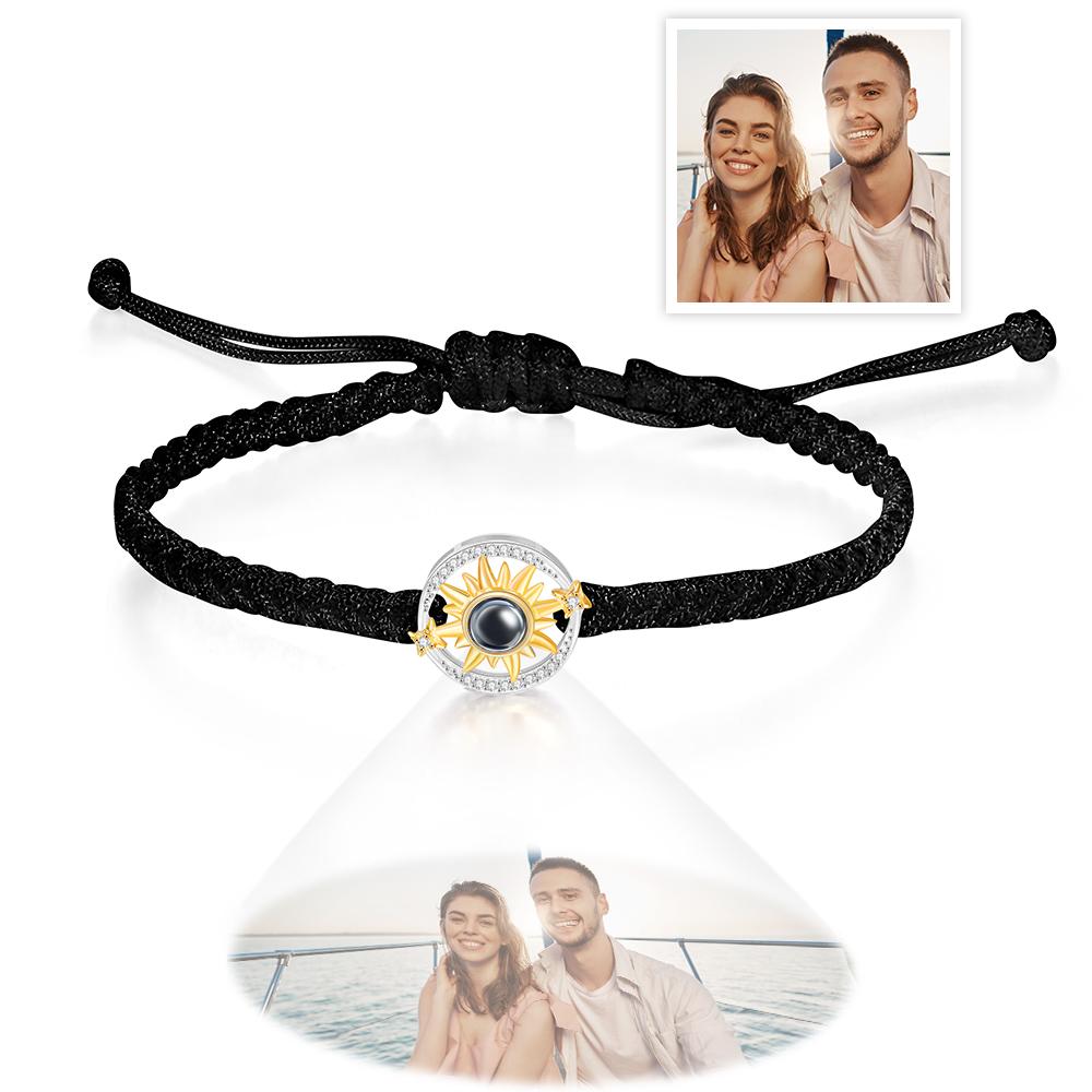 Custom Photo Projection Bracelet Sun Flower Fashion Couple Gifts