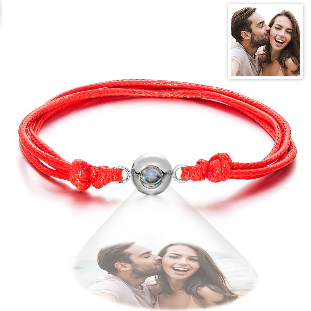 Custom Projection Photo Bracelet Weave Style Colorful Couple Gifts