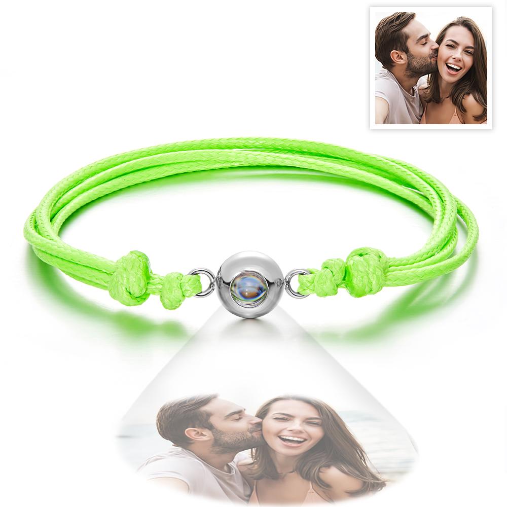 Custom Projection Photo Bracelet Weave Style Colorful Couple Gifts