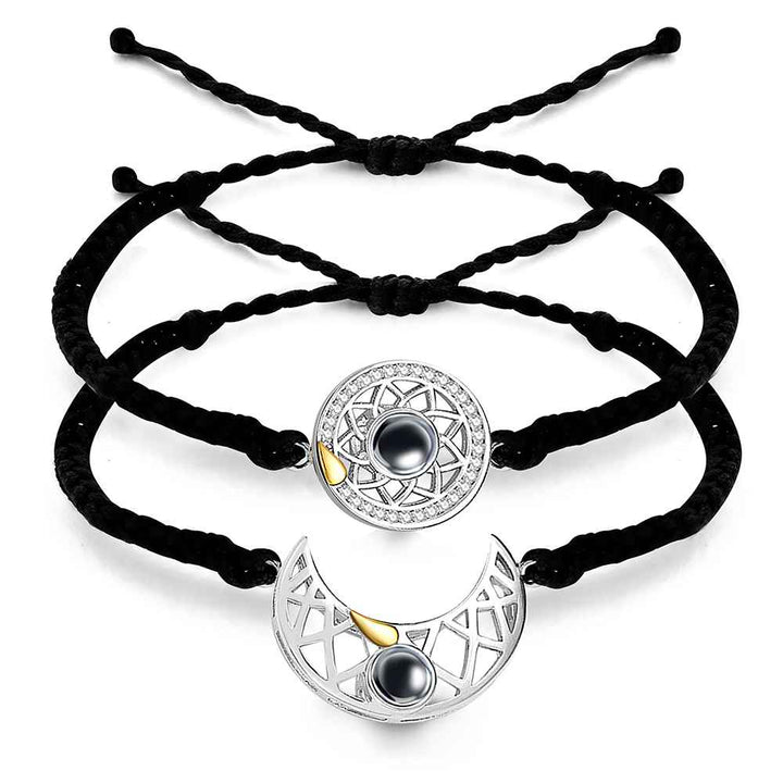 Personalized Photo Projection Bracelet Sun And Moon Braided Rope Bracelet For Couples