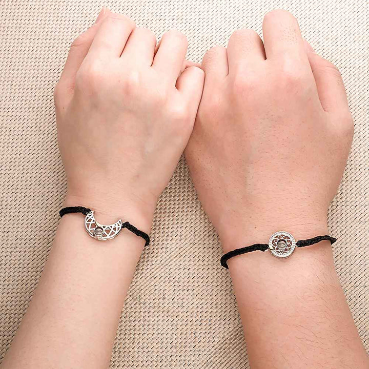 Personalized Photo Projection Bracelet Sun And Moon Braided Rope Bracelet For Couples