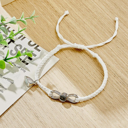 Custom Photo Projection Bracelet Woven Heart Magnetic Bracelet Gift for Couple