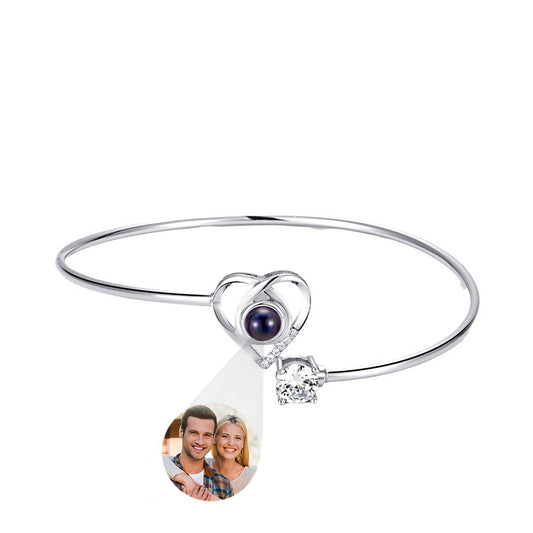 Custom Projection Bracelet Personalized Photo Bracelet Heart Jewelry Gift for Her