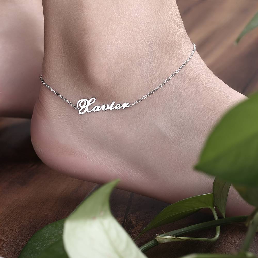 Personalized Name Anklet Sterling Silver