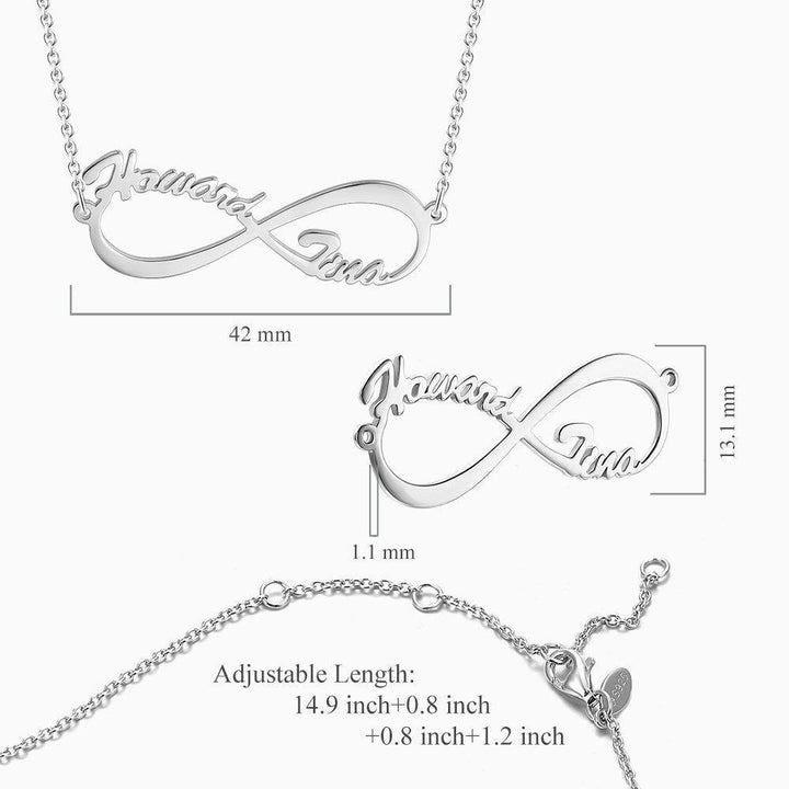 Infinity Name Necklace Personalized Double Name Necklace - 925 Sterling Silver