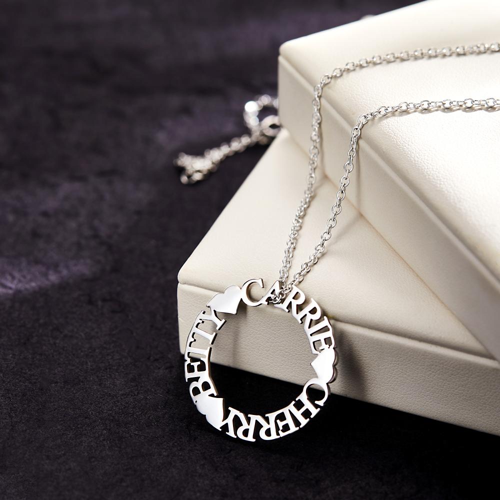 Custom Name Circle Necklace Personalized Elegant Round Necklace Jewelry Gifts