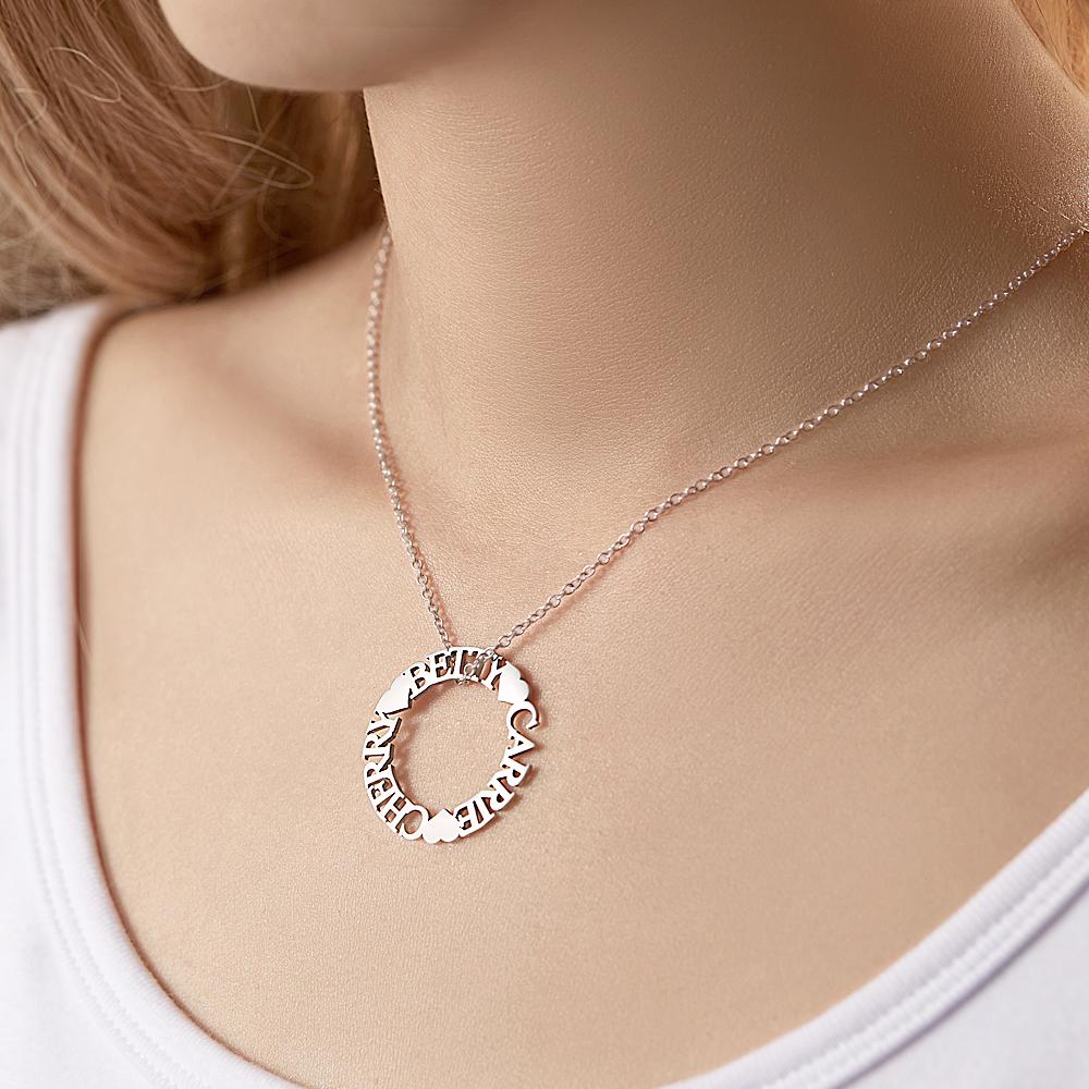 Custom Name Circle Necklace Personalized Elegant Round Necklace Jewelry Gifts