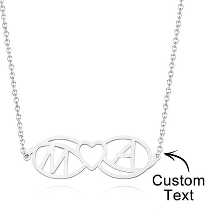 Love Name Necklace Personalized Love Heart Infinite Initials Necklace Gift for Her