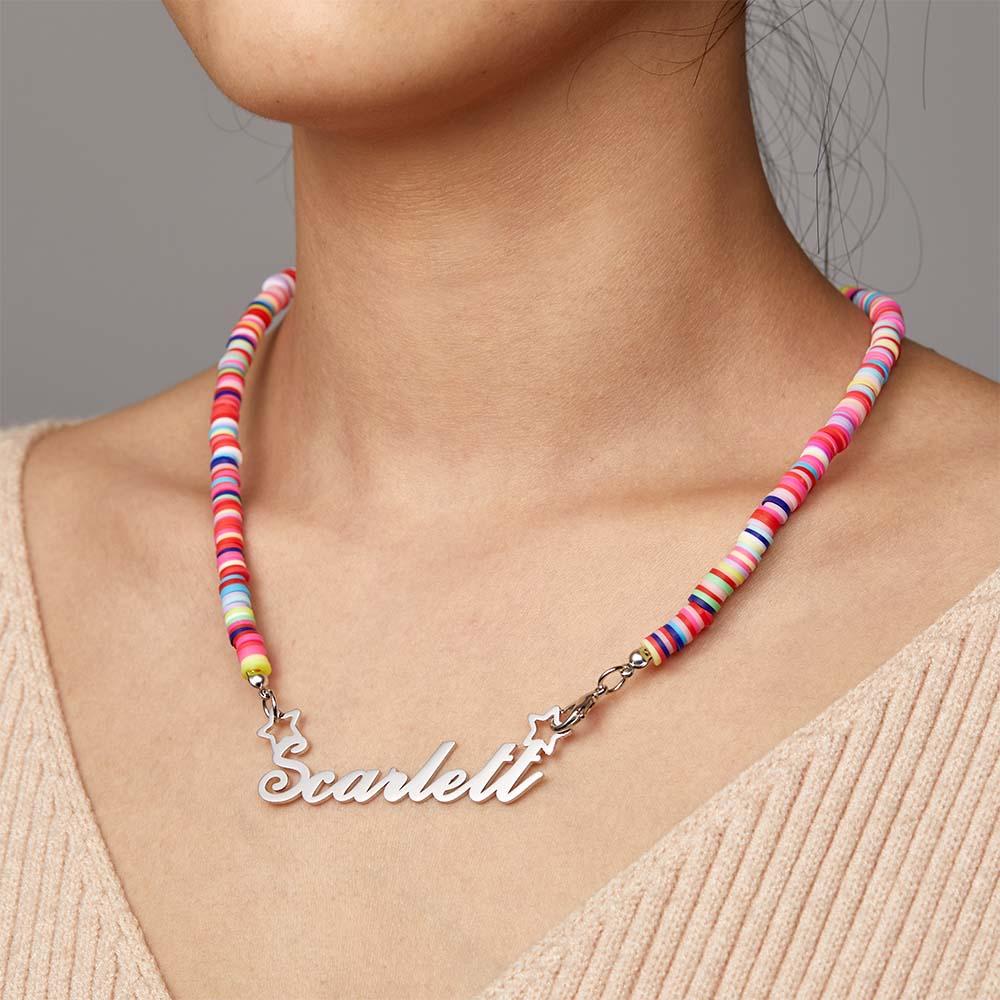 Rainbow Magic Girls Name Necklace Personalized Children Nameplate Necklace Gift