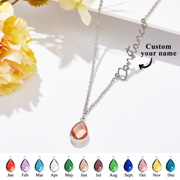 Personalized Birthstone Name Necklace Birthday Anniversary Gifts for Her