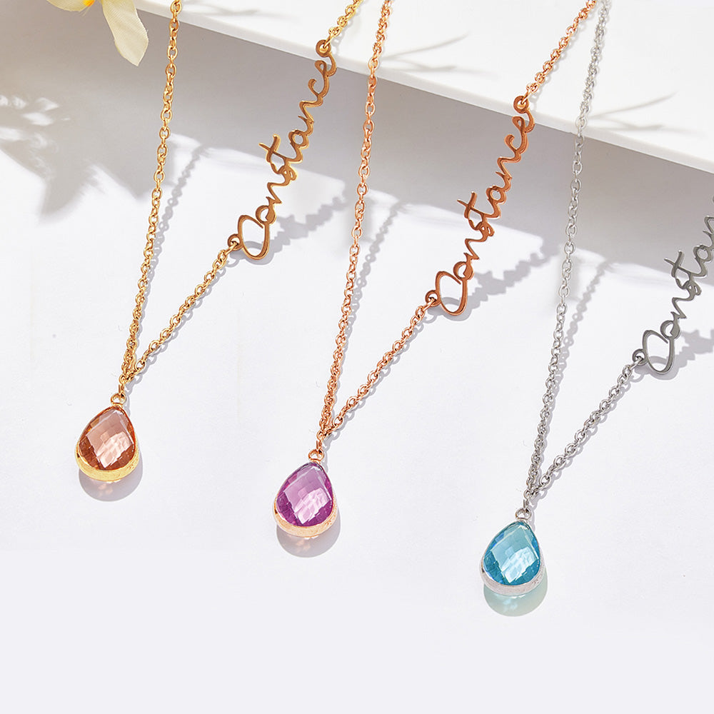 Personalized Birthstone Name Necklace Birthday Anniversary Gifts for Her