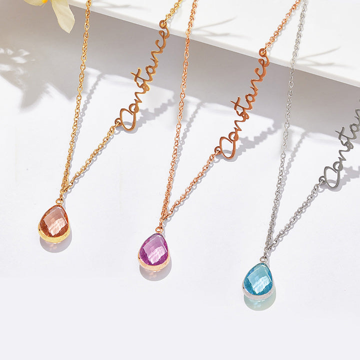 Personalized Birthstone Name Necklace Birthday Anniversary Gifts for Her