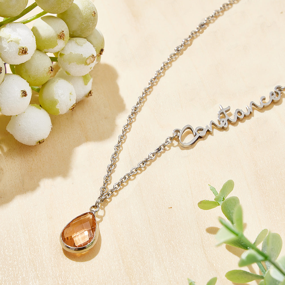 Personalized Birthstone Name Necklace Birthday Anniversary Gifts for Her