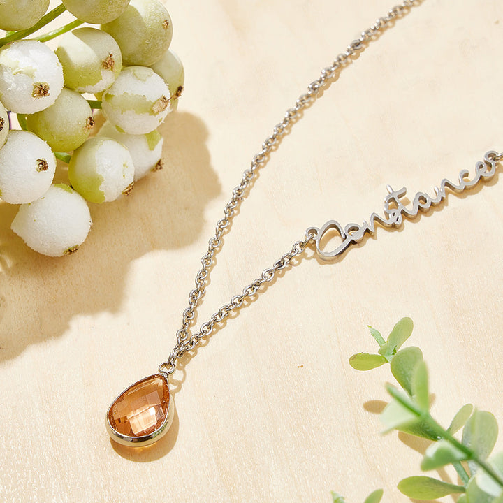 Personalized Birthstone Name Necklace Birthday Anniversary Gifts for Her