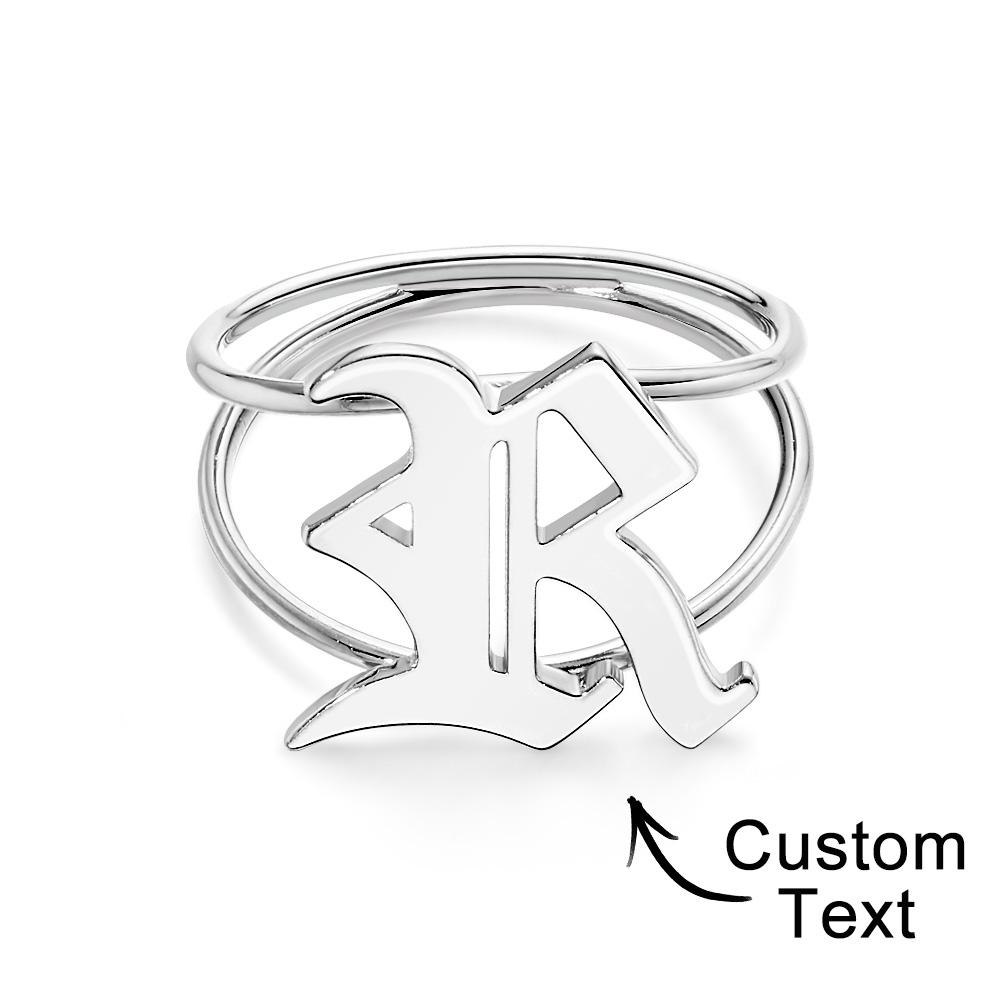 Old English Initial Custom Gothic Ring Personalized gift Ring