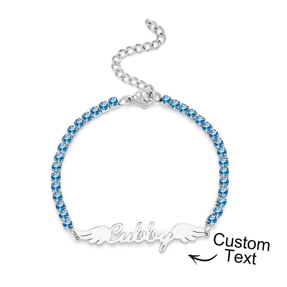 Custom Name Tennis Bracelet Elegant Angel Wings All Diamonds Bracelet Gift For Her