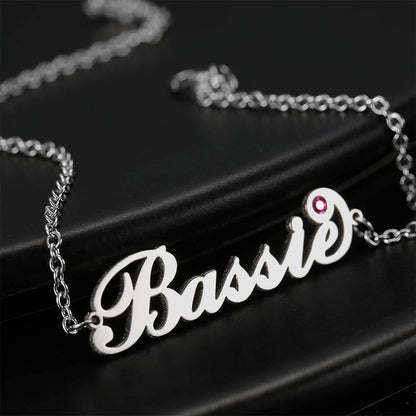 Personalized Name Bracelet with Custom Birthstone - Copper