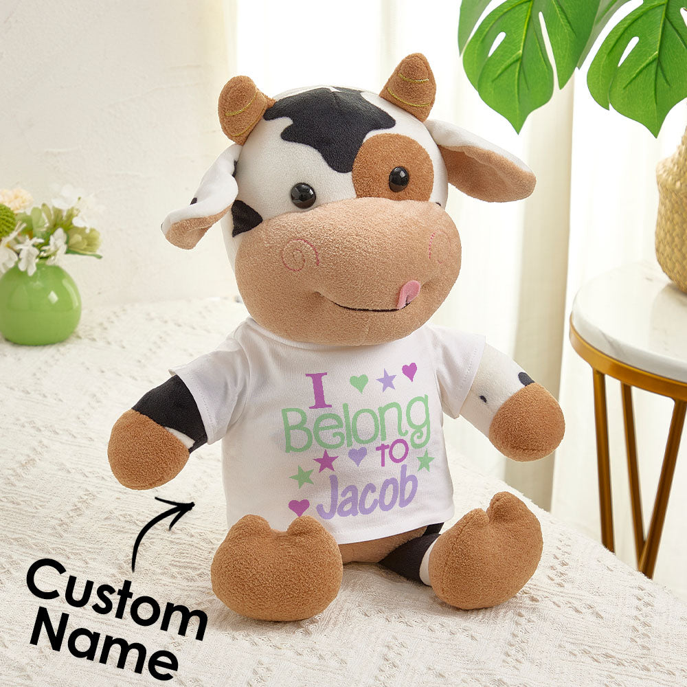 Personalized Cow Plush Stuffed Toy Gift for Baby Shower