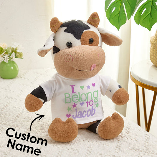 Personalized Cow Plush Stuffed Toy Gift for Baby Shower