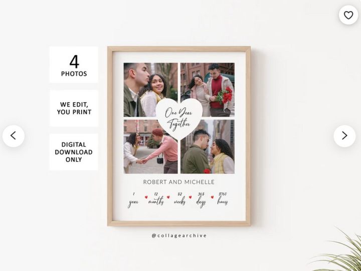 Personalised Canvas Prints With Names And Photos Gift For Couples On Valentine's Day