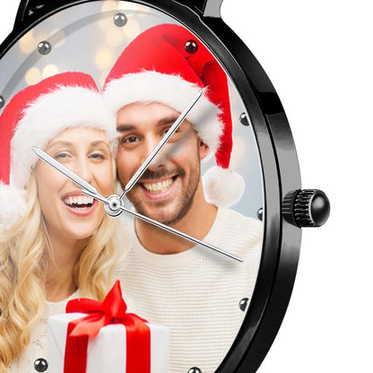 Engraved Women's Black Alloy Bracelet Photo Watch 36mm Christmas Gifts
